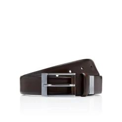 Porsche Design Pin Buckle Business Belt 35 Color Dark Brown, Brushed Chrome