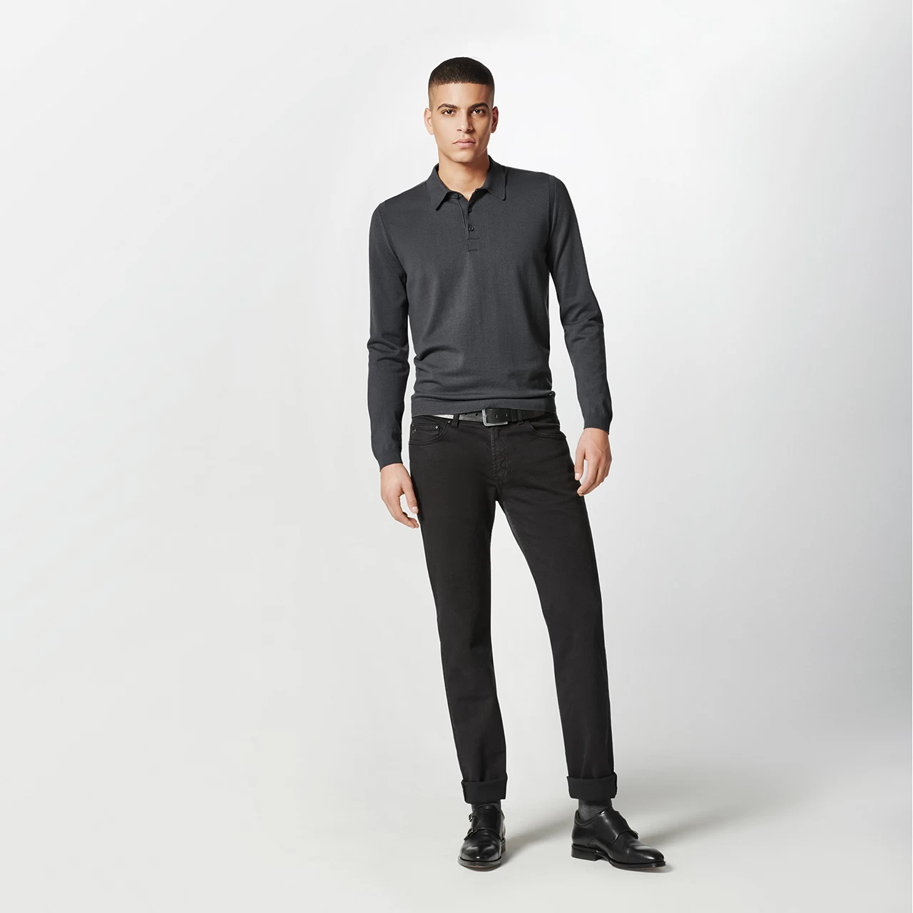 Porsche Design Long Sleeve Polo Color Asphalt Grey 3 Porsche Design Long Sleeve Polo Color Asphalt Grey - Image 3