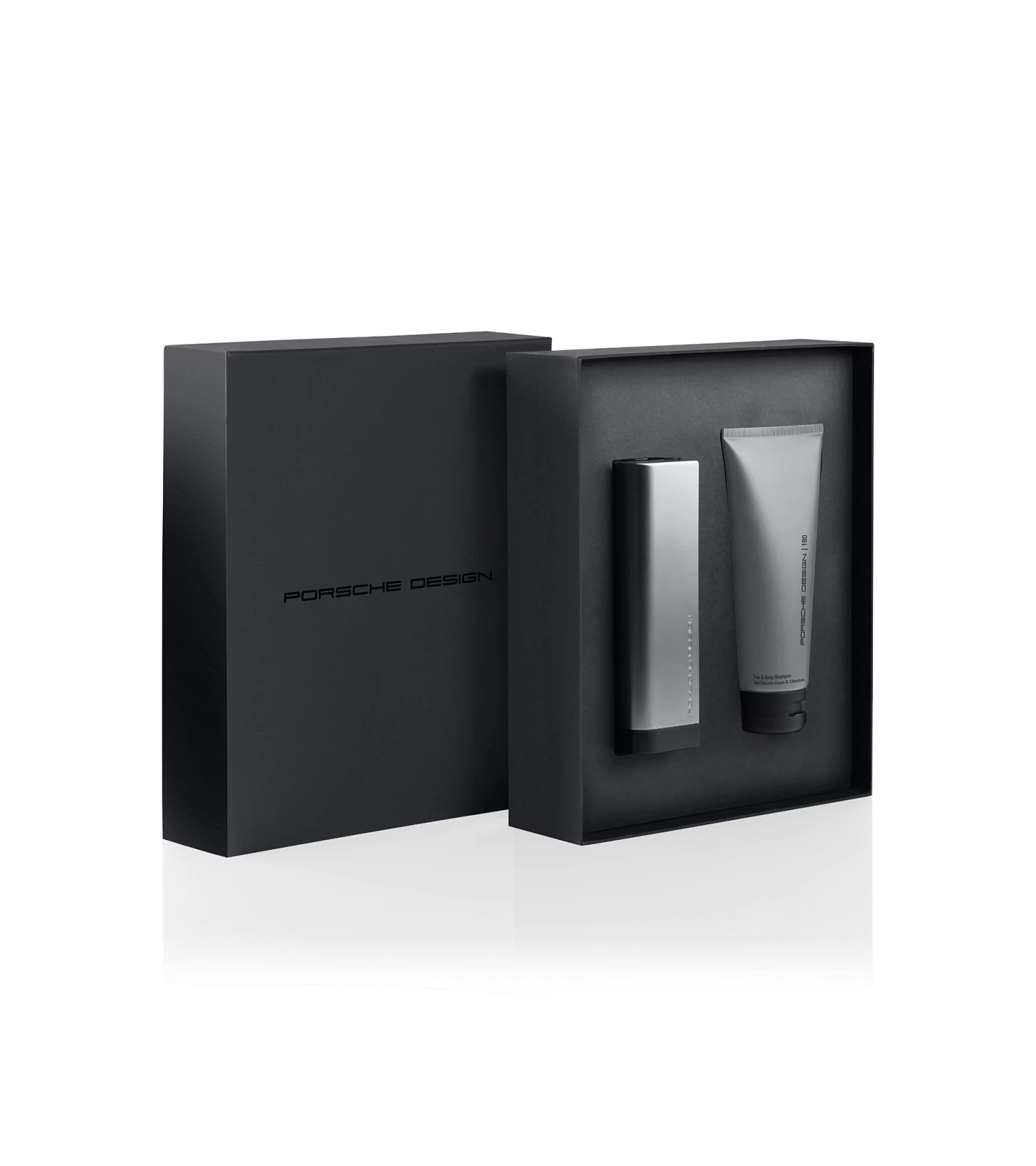 Porsche Design 180 Eau De Toilette & Hair & Body Shampoo Color Grey Metallic/black 1 Porsche Design 180 Eau De Toilette & Hair & Body Shampoo Color Grey Metallic/black