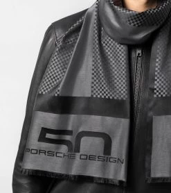 Porsche Design 50Y Chequered Flag Scarf Color Jet Black/pewter Grey -Porsche Design Store 4056487024950 04 ga pd sall ain v1