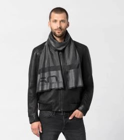 Porsche Design 50Y Chequered Flag Scarf Color Jet Black/pewter Grey -Porsche Design Store 4056487024950 05 ga pd sall ain v1