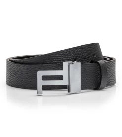 Porsche Design Business Belt Icon Reversible 35 Color Asphalt/black, Brushed Chrome