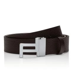 Porsche Design Business Belt Icon Reversible 35 Color Black/dark Brown, Brushed Chrome