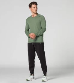 Porsche Design EvoKNIT® V-Neck Jumper Pullover Color Dusty Green -Porsche Design Store 4056487041186 007 ga pd sall ain v1