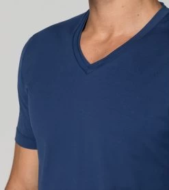 Porsche Design V-Neck T-Shirt Color Blue Depths -Porsche Design Store 4056487043005 004 ga pd sall ain v1