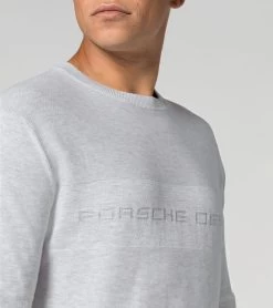 Porsche Design Jacquard Logo Sweatshirt Color Bright White Melange -Porsche Design Store 4056487043050 003 ga pd sall ain v1