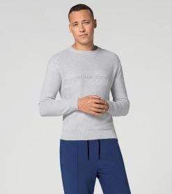 Porsche Design Jacquard Logo Sweatshirt Color Bright White Melange -Porsche Design Store 4056487043050 004 ga pd sall ain v1