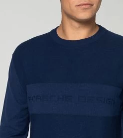Porsche Design Jacquard Logo Sweatshirt Color Blue Depths -Porsche Design Store 4056487043104 003 ga pd sall ain v1