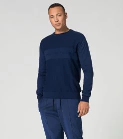 Porsche Design Jacquard Logo Sweatshirt Color Blue Depths -Porsche Design Store 4056487043104 006 ga pd sall ain v1