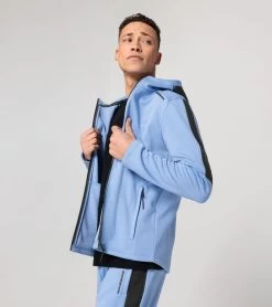 Porsche Design Hooded Sweat Jacket Color Blissful Blue -Porsche Design Store 4056487046693 005 ga pd sall ain v1