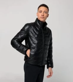 Porsche Design Athleisure Padded Leather Jacket Color Jet Black -Porsche Design Store 4056487049564 003 ga pd sall ain v1