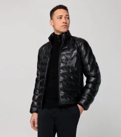 Porsche Design Athleisure Padded Leather Jacket Color Jet Black -Porsche Design Store 4056487049564 007 ga pd sall ain v1