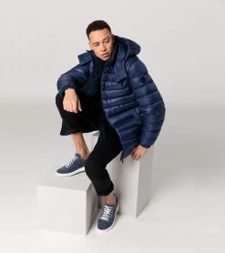 Porsche Design Lightweight Puffer Parka. Color Navy Blazer -Porsche Design Store 4056487049687 009 ga pd sall ain v1